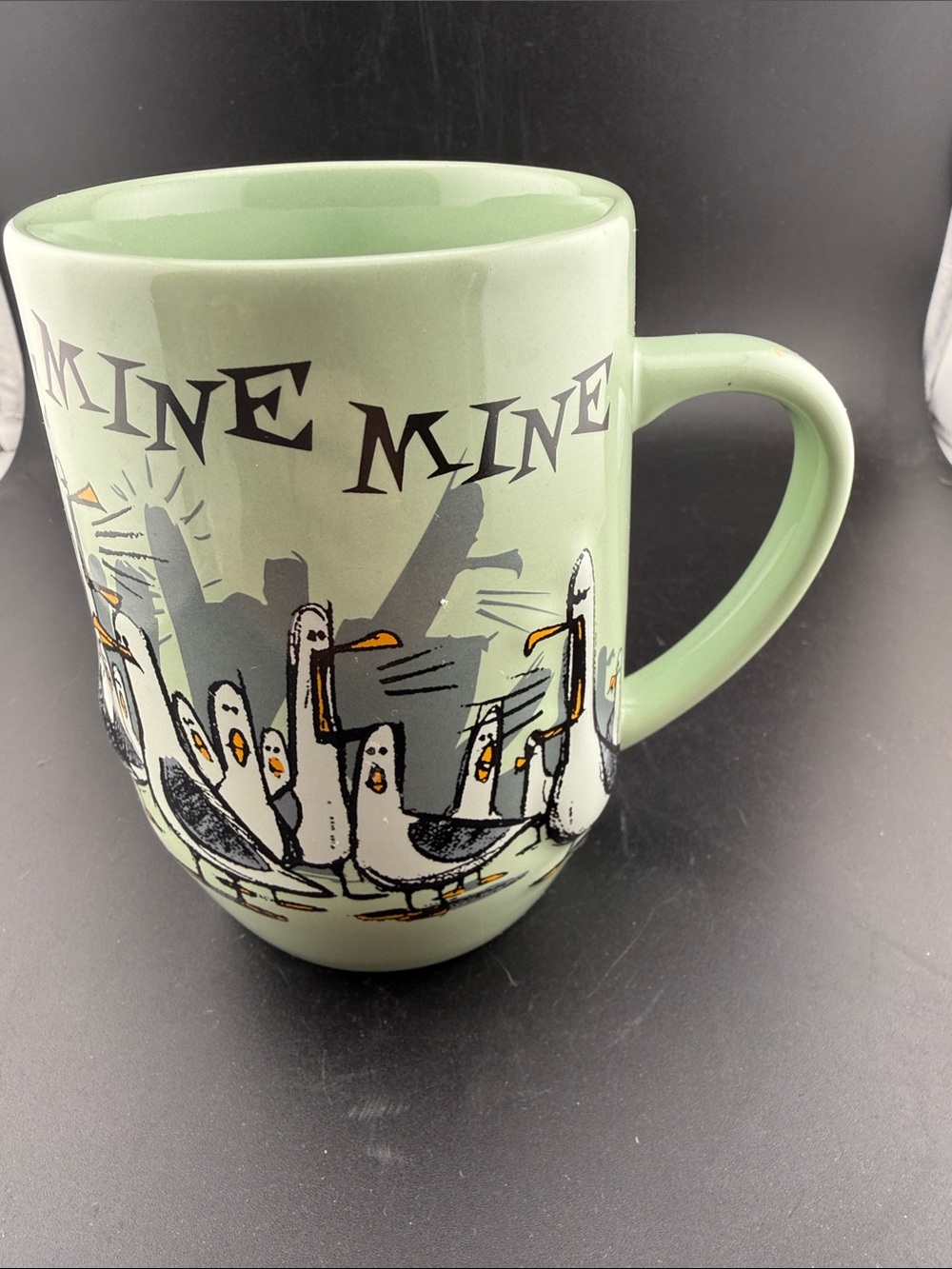 Disney Parks Finding Nemo Mine Mine Mine Mug 3D Seagull Coffee Cup Green Pixar - Picture 3 of 6